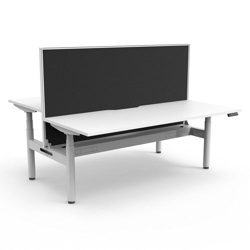 Rapidline Halo Plus Back to Back Workstation 1200 x 750mm with Screen and Cable Tray Natural White / White Satin