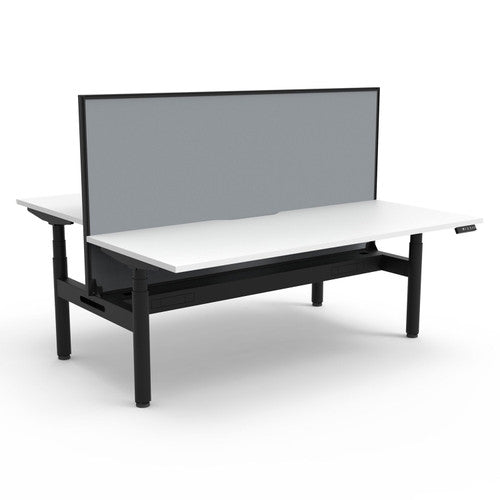 Rapidline Halo Plus Back to Back Workstation 1500 x 750mm with Screen and Cable Tray Natural White / Black Satin