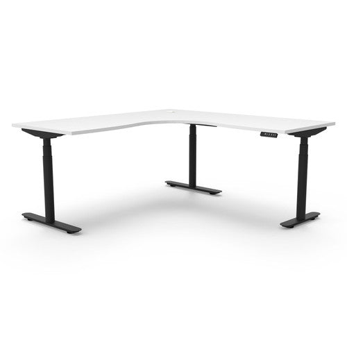 Rapidline Halo Plus Corner Workstation 1800 x 1800 x 750mm Natural White / Black Satin