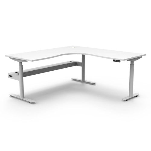 Rapidline Halo Plus Corner Workstation 1500 x 1500 x 750mm with Cable Tray Natural White / White Satin