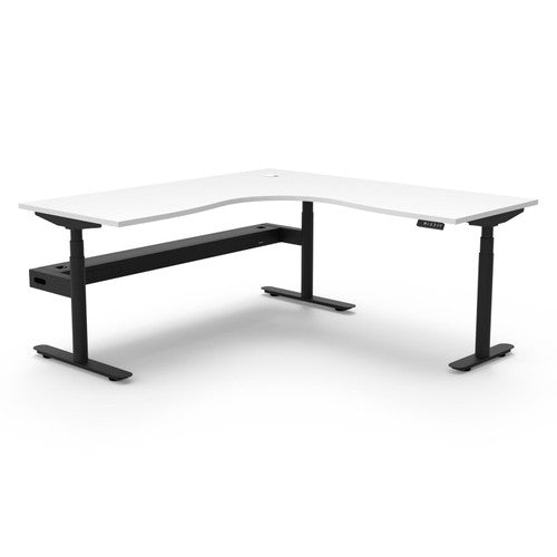 Rapidline Halo Plus Corner Workstation 1800 x 1800 x 750mm with Cable Tray Natural White / Black Satin