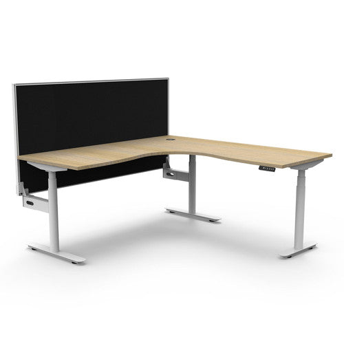 Rapidline Halo Plus Corner Workstation 1800 x 1500 x 750mm with Screen Natural Oak / White Satin