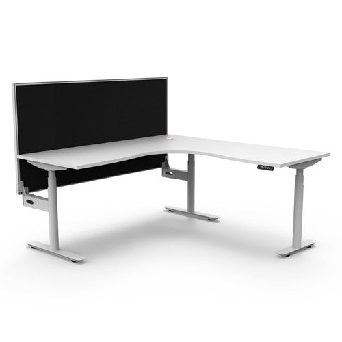 Rapidline Halo Plus Corner Workstation 1800 x 1500 x 750mm with Screen Natural White / White Satin
