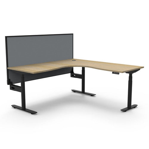Rapidline Halo Plus Corner Workstation 1800 x 1800 x 750mm with Screen Natural Oak / Black Satin