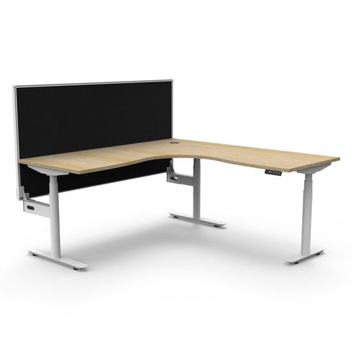 Rapidline Halo Plus Corner Workstation 1800 x 1800 x 750mm with Screen Natural Oak / White Satin