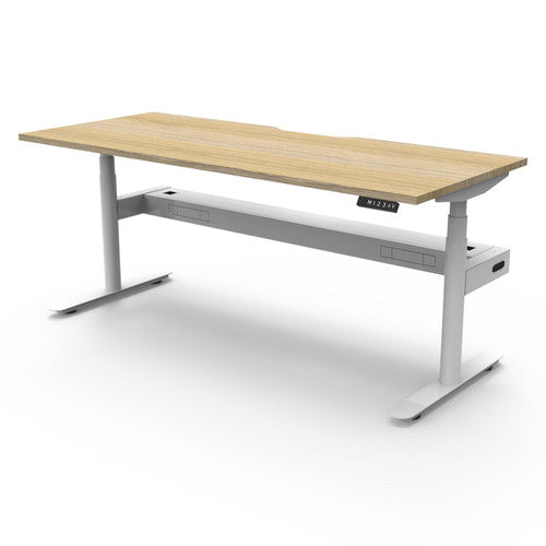 Rapidline Halo Plus Single Sided Workstation 1200 x 750mm with Cable Tray Natural Oak / White Satin