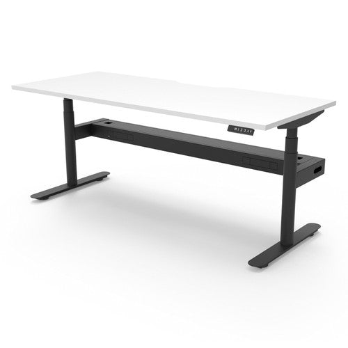 Rapidline Halo Plus Single Sided Workstation 1500 x 750mm with Cable Tray Natural White / Black Satin