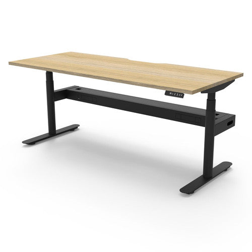 Rapidline Halo Plus Single Sided Workstation 1800 x 750mm with Cable Tray Natural Oak / Black Satin