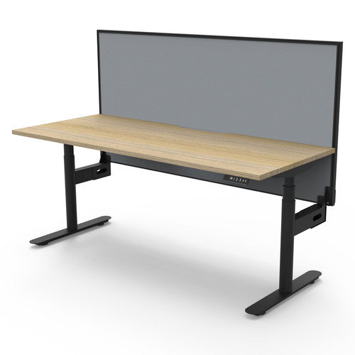 Rapidline Halo Plus Single Sided Workstation 1200 x 750mm with Screen Natural Oak / Black Satin