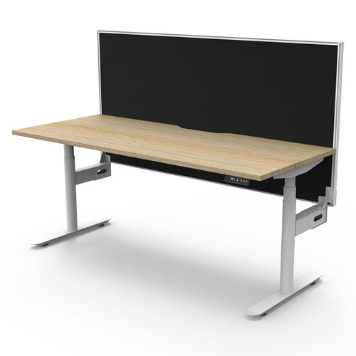 Rapidline Halo Plus Single Sided Workstation 1500 x 750mm with Screen Natural Oak / White Satin