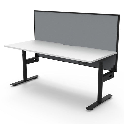 Rapidline Halo Plus Single Sided Workstation 1500 x 750mm with Screen Natural White / Black Satin