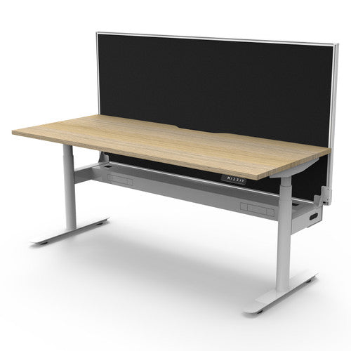 Rapidline Halo Plus Single Sided Workstation 1200 x 750mm with Screen and Cable Tray Natural Oak / White Satin