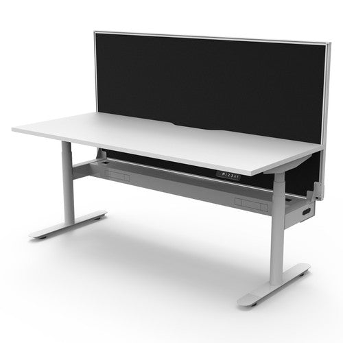 Rapidline Halo Plus Single Sided Workstation 1200 x 750mm with Screen and Cable Tray Natural White / White Satin