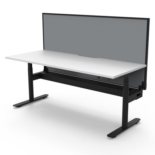 Rapidline Halo Plus Single Sided Workstation 1500 x 750mm with Screen and Cable Tray Natural White / Black Satin