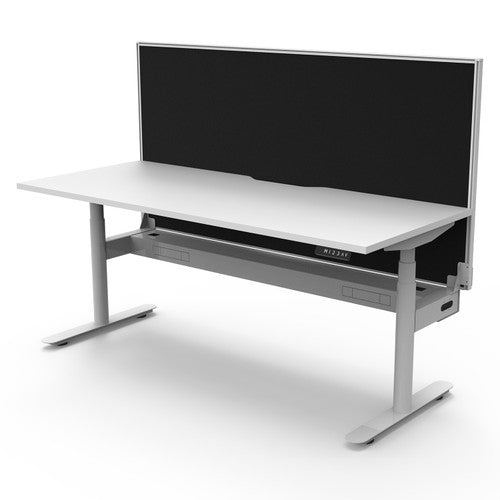 Rapidline Halo Plus Single Sided Workstation 1500 x 750mm with Screen and Cable Tray Natural White / White Satin