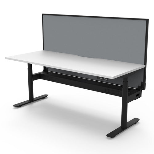 Rapidline Halo Plus Single Sided Workstation 1800 x 750mm with Screen and Cable Tray Natural White / Black Satin
