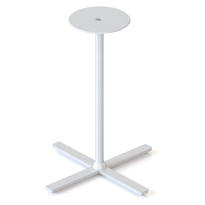 Rapidline Kolo 4 star table base in white with single round column, round top plate and four flat feet