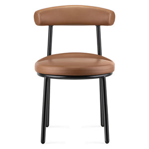 Rapidline Nyx breakout chair in Amber PU seen from the front, with its padded seat and curved backrest on black legs.