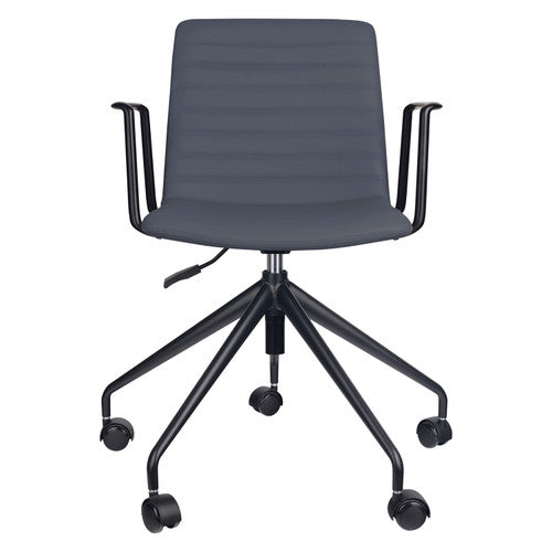 Rapidline Pixel 5 Star Breakout and Meeting Chair with Arms French Navy PU / Black Base