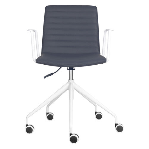 Rapidline Pixel 5 Star Breakout and Meeting Chair with Arms French Navy PU / White Base