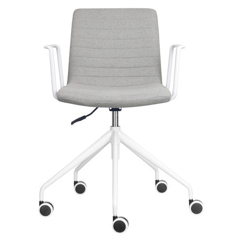 Rapidline Pixel 5 Star Breakout and Meeting Chair with Arms Light Grey Fabric / White Base