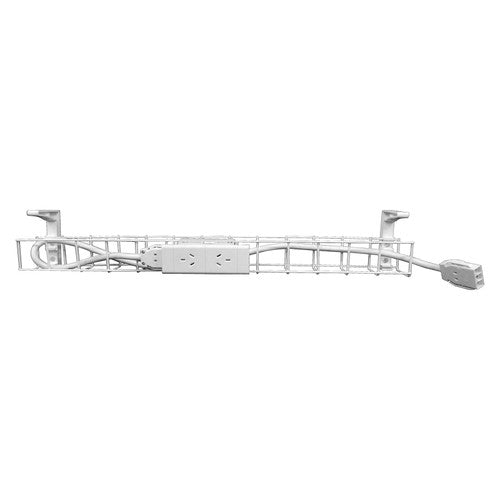 Rapidline Single Tier Cable Basket Kit 1250mm 2 GPO 2m Interconnecting Lead White