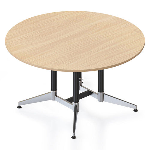 Rapidline Typhoon Large Round Meeting Table 1500mm Diameter Natural Oak / Black Aluminium