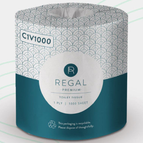Regal Premium 1 Ply Toilet Tissue 1000 Sheets Pack of 48