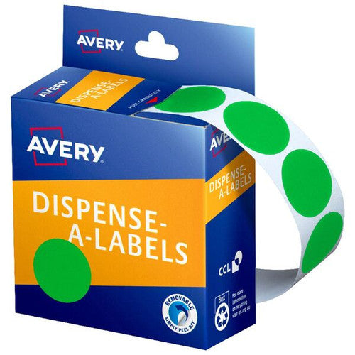 Avery Green Dispenser Labels Circle 24mm 500 Pack