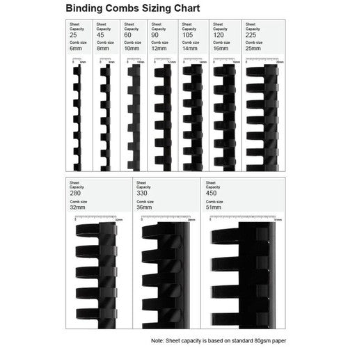 Fellowes Plastic Binding Combs 21 Ring 51mm Oval Black Pack 50