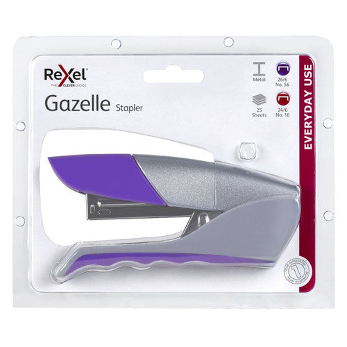 Rexel Gazelle Half Strip Stapler Purple