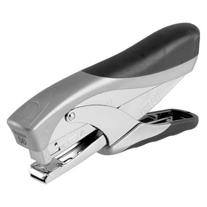 Rexel Office 56 plier stapler in silver with a black grip, jaw facing forward, with 56 marked on the nose