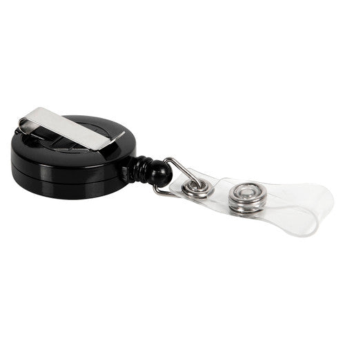 Rexel Retractable Card Holder with Strap and Nylon Cord Black Hangsell