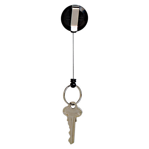 Rexel Mini Retractable Key Holder Nylon Cord with Key Ring Black Hangsell
