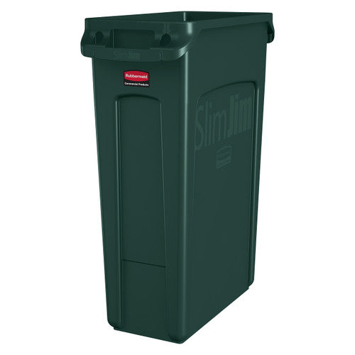 Rubbermaid Vented Slim Jim Container 87 Litre Green Pack of 4