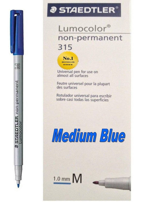 Staedtler Lumocolor Non-Permanent Pen Medium Blue Box of 10 315-3