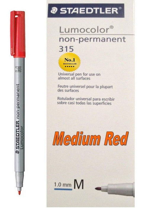Staedtler Lumocolor Non-Permanent Pen Medium Red Box of 10 315-2