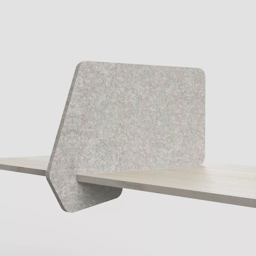 SANA Slide On Desk Screen 12mm 680 x 420mm Incline Style Mushroom