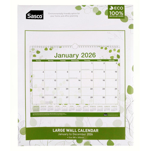 Sasco 2026 Eco Large Wall Calendar 380 x 300mm
