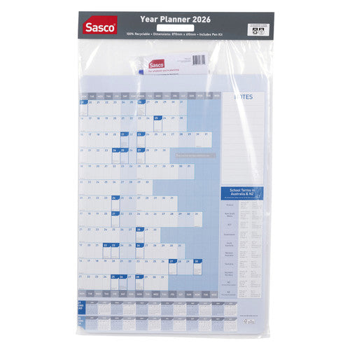 Sasco 2026 Standard Year Planner 610 x 870mm Blue