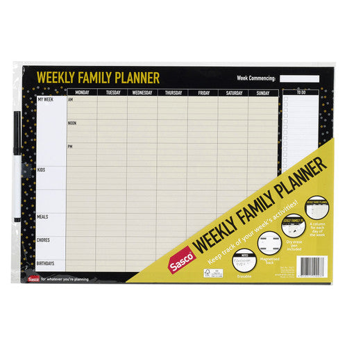 Sasco Undated Weekly Family Wall Planner A3 Pack of 10