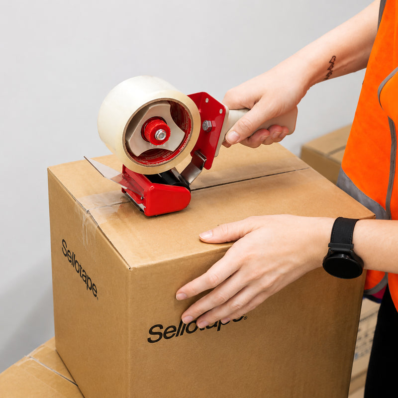 Sellotape Carton Sealer and Low Noise 6 Rolls Packaging Tape 48mm x 50m Clear – view 4