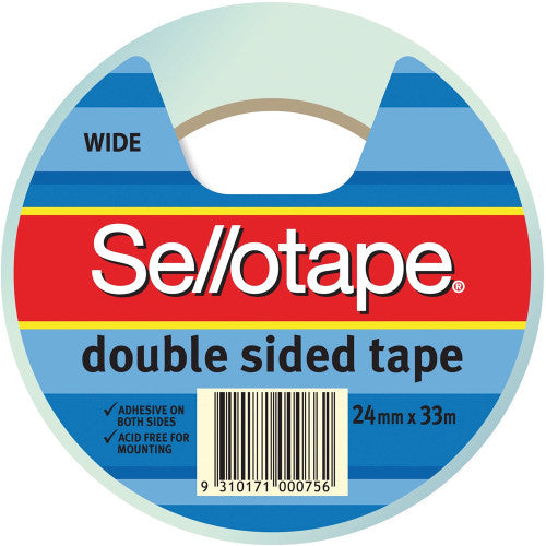 Sellotape Double Sided Tape Roll Wide 24mm x 33m Pack of 6