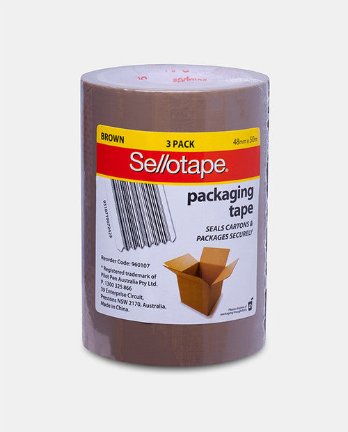Sellotape Packaging Tape 48mm x 50m Brown Bulk Pack 3 Box of 3
