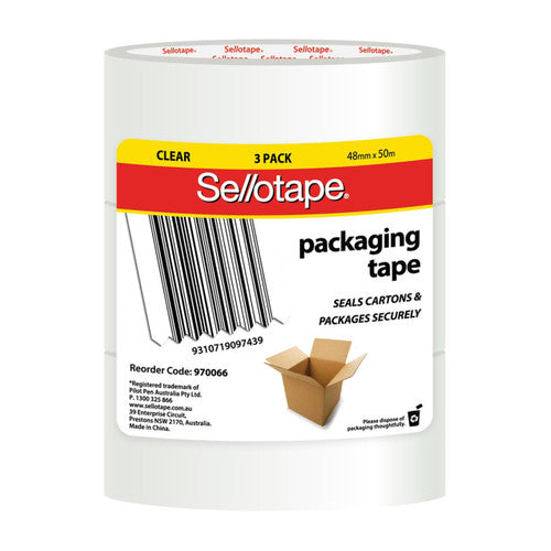 Sellotape Packaging Tape 48mm x 50m Clear Bulk Pack of 3