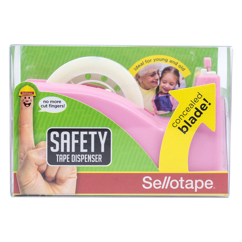 Sellotape Safety Tape Dispenser Mini Pink with Invisible Tape