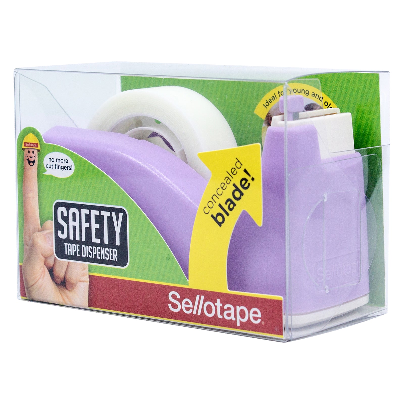 Sellotape Safety Tape Dispenser Mini Purple with Invisible Tape – view 2