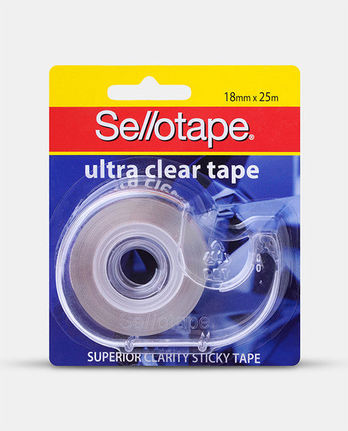 Sellotape Ultra Clear Tape with Dispenser 18mm x 25m Pack of 8 Hangsell