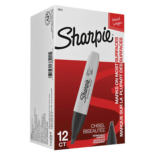 Sharpie Permanent Marker Chisel Tip Black Box of 12