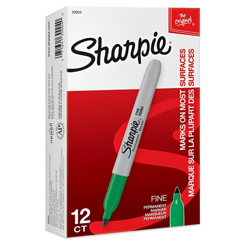 Sharpie Permanent Marker Fine Point Green Box of 12